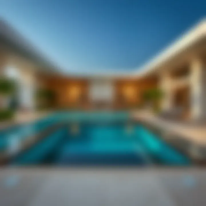 Luxurious amenities available in a Green Land Jaddaf residence, showcasing a pool and fitness center