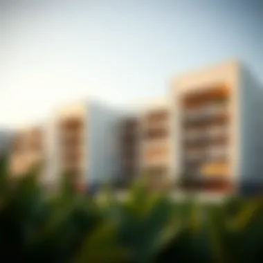 Modern architectural design of a residential complex in Green Land Jaddaf