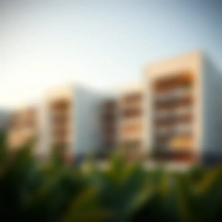 Modern architectural design of a residential complex in Green Land Jaddaf