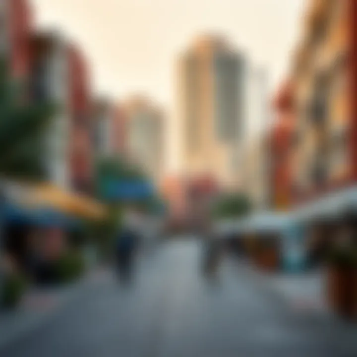 Vibrant Neighborhoods of Dubai Vibrant neighborhood scene in Dubai with local amenities