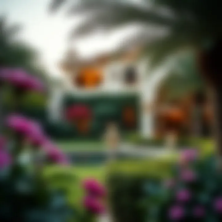 Beautiful garden surrounding a Dubai property, highlighting outdoor space
