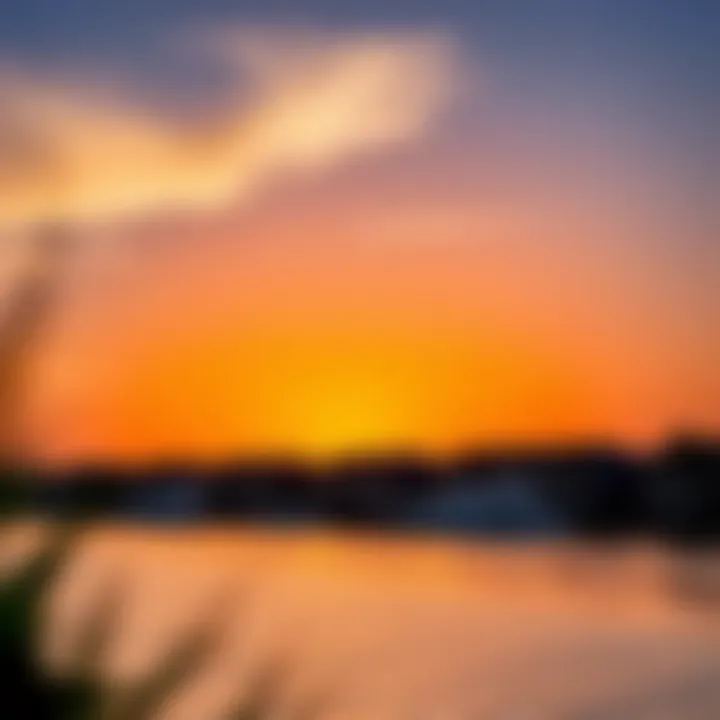 Beautiful sunset over the waterfront properties on Palm Jumeirah