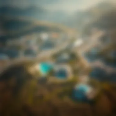 An aerial view highlighting the location and surrounding community of Joury Hills