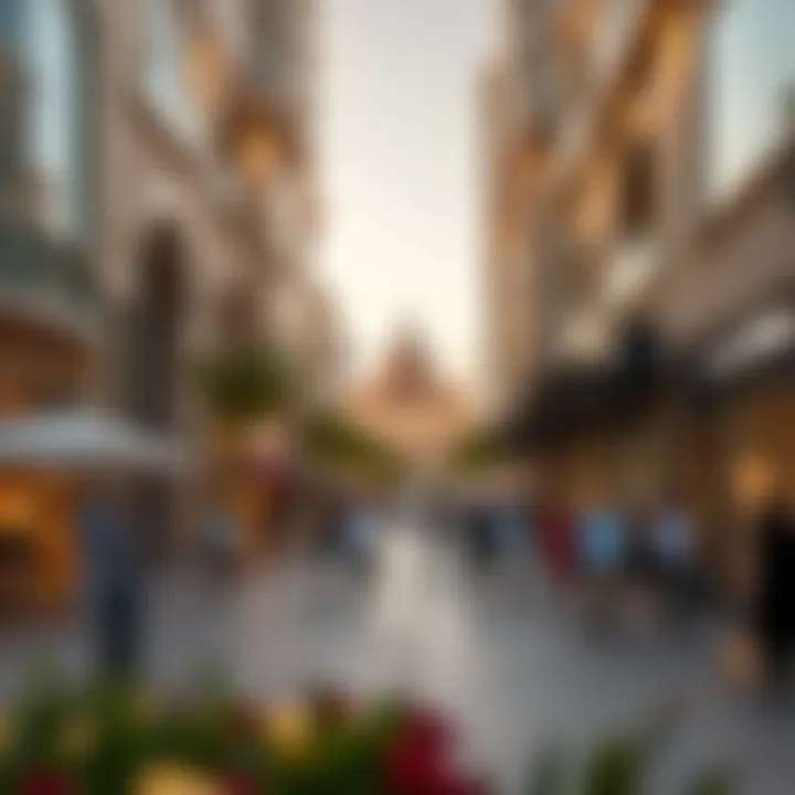 Vibrant atmosphere of La Mer Jumeirah with lively streets and shops