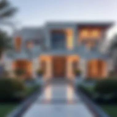 Modern Villa Architectural Elegance Stunning exterior of a modern villa in Dubai showcasing architectural elegance