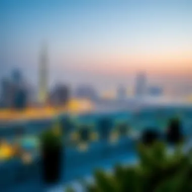 Panoramic city view highlighting Dubai's skyline from villa terrace