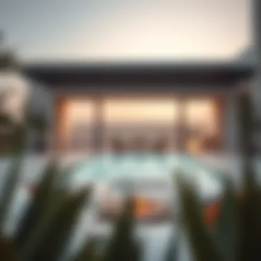 Serene outdoor area with a private pool and landscaped garden