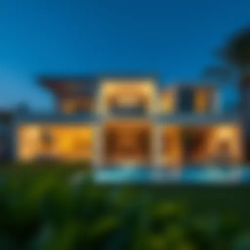 Stunning exterior of a luxury villa in Dubai showcasing contemporary architectural design