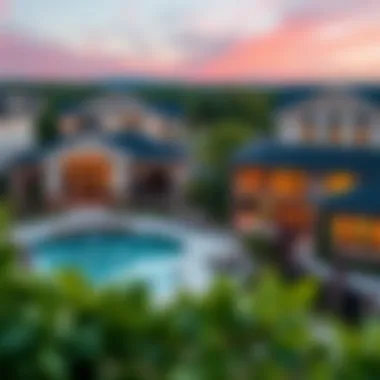 Luxurious Homes in Meadows Village Panoramic view of Meadows Village showcasing luxurious homes
