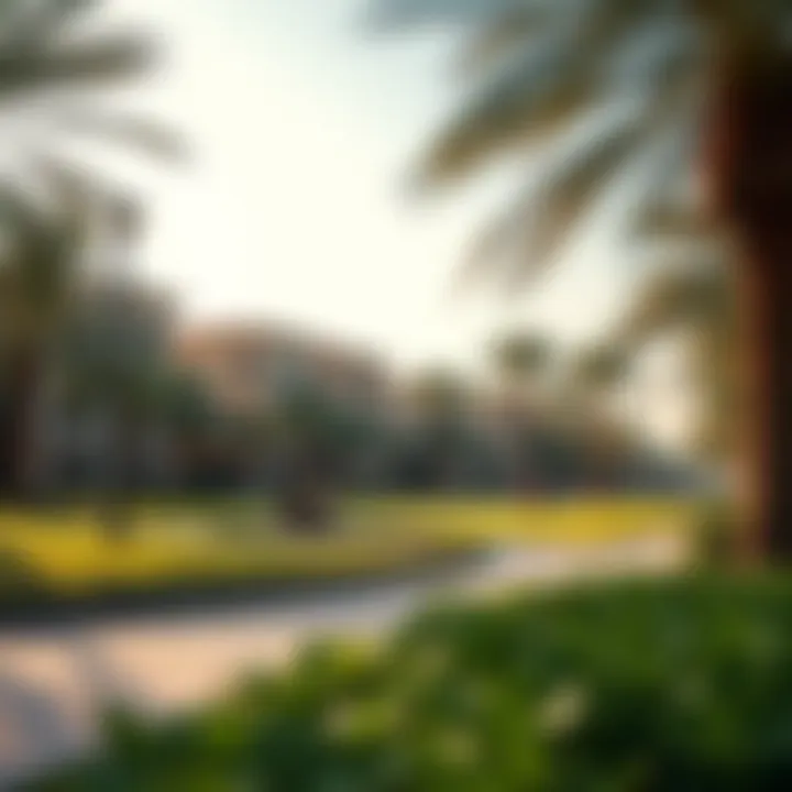 A serene community park within the Meydan area