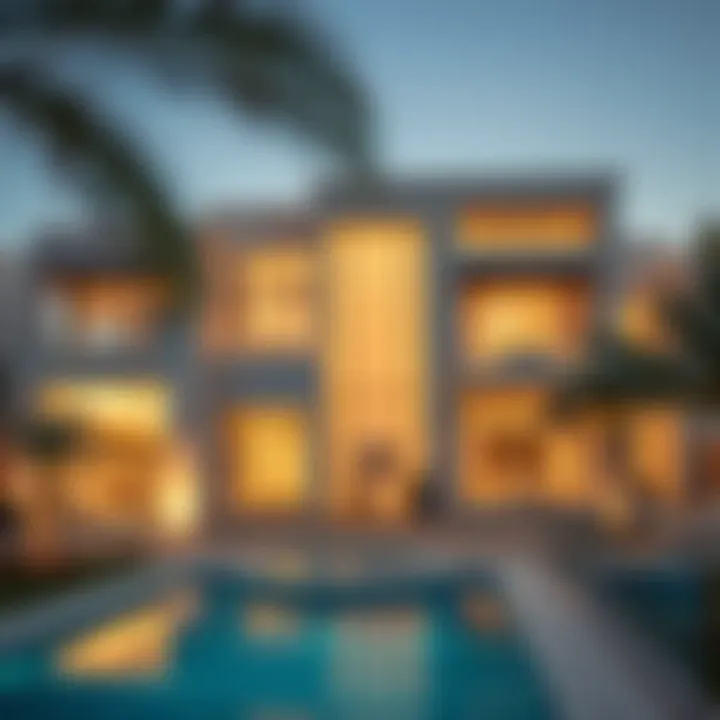 Luxurious exterior view of Meydan villas showcasing modern architecture