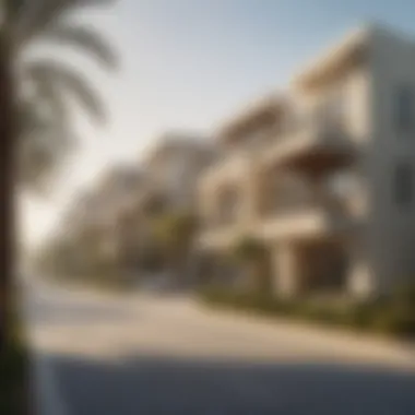 Dubai Neighborhood with Modern Villas A vibrant Dubai neighborhood dotted with exquisite modern villas.