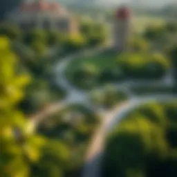 Aerial view of Mushrif Central Park showcasing lush greenery and pathways