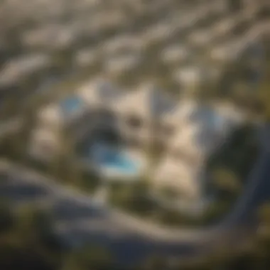 Stunning aerial view of Palm Hills Dubai showcasing luxury villas