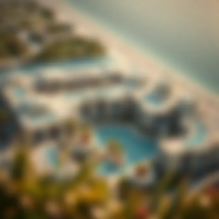 Aerial view showcasing the layout of Palm Jebel Ali Villas