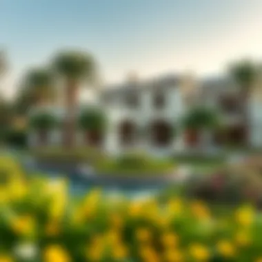 Beautiful landscaped gardens surrounding a villa on Palm Jumeirah
