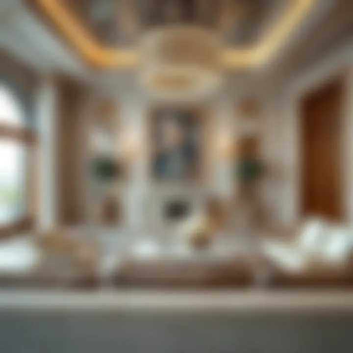 Luxurious living space inside Pearl House Three with plush furnishings