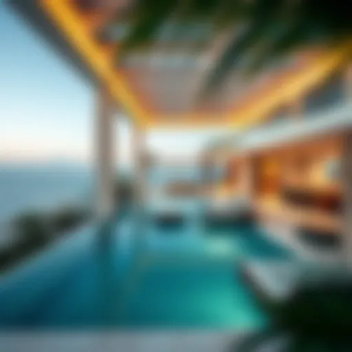 Breathtaking view of a private beach villa with oceanfront access