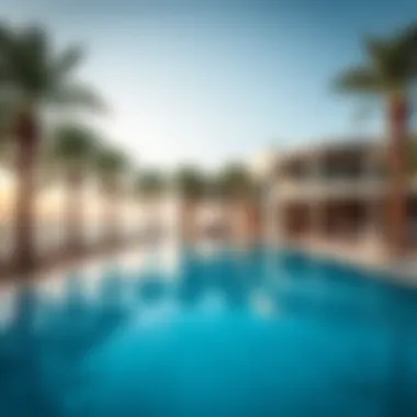 Serene Escape: Poolside Luxury Stunning pool area of a beach villa surrounded by palm trees