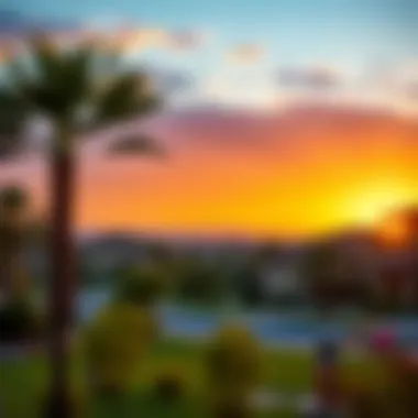 Sunset view over a peaceful neighborhood in Arabian Ranches