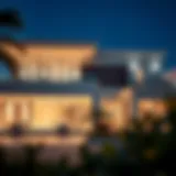 Luxurious villa exterior with a modern design in Dubai