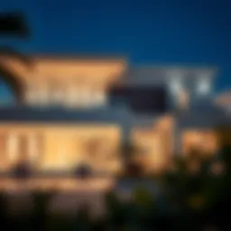 Luxurious villa exterior with a modern design in Dubai
