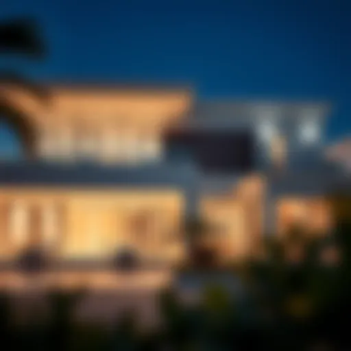 Luxurious villa exterior with a modern design in Dubai