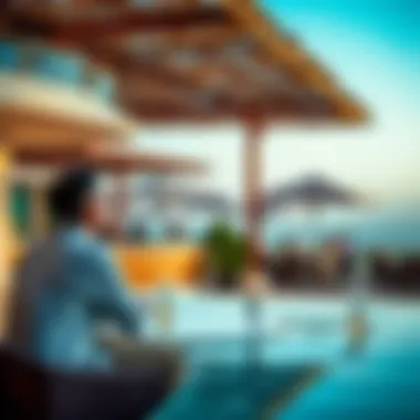 Lifestyle Indulgence at Palm Beach Club Vibrant lifestyle scene at a luxury beach club on Palm Jumeirah