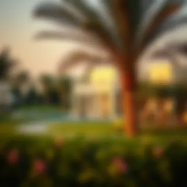 Serene Landscapes of Royal Park Villas Scenic view of landscaped gardens surrounding Royal Park Villas