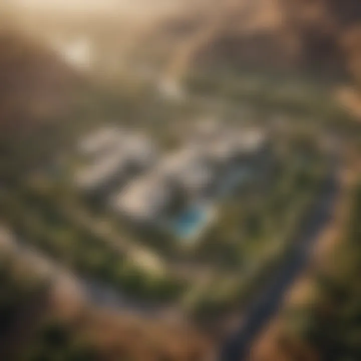 Stunning aerial view of Sobha Reserve Wadi Al Safa