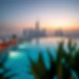 Luxurious private pool with stunning views of Dubai skyline