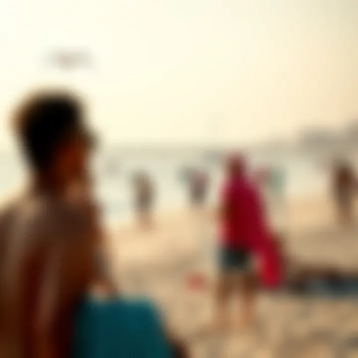 Visitors enjoying recreational activities at a beach on Dubai Islands