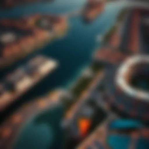 Aerial view of the Lagoon Community showcasing its beautiful waterways