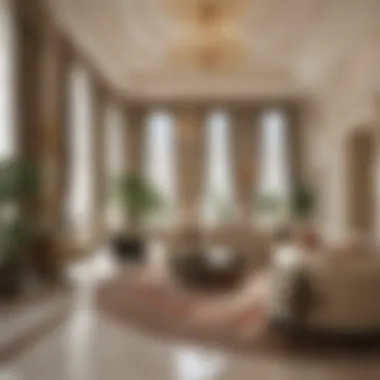 Opulent Living Spaces in Dubai's Largest Residence Luxurious interior design highlighting opulent living spaces within the house.