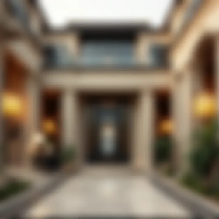 Architectural details of a mansion showcasing luxury