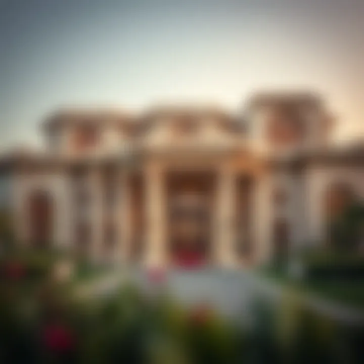 Stunning exterior view of a luxury mansion in Dubai