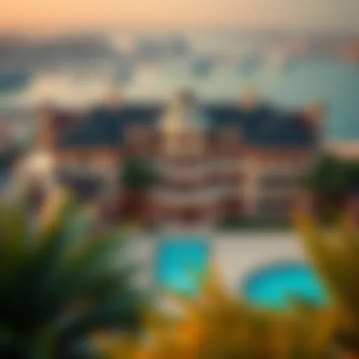 Aerial view of The Mansion showcasing its grandeur