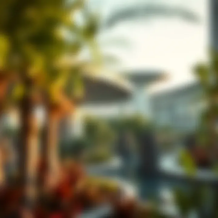 Modern Design and Ecological Integration Architectural details of the structures within the Marina Garden illustrating modern design and ecological integration.