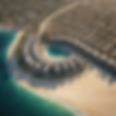 Aerial Perspective of Palm Jumeirah Aerial view of Palm Jumeirah highlighting its unique crescent shape