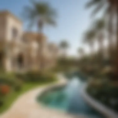 Serene Landscaped Gardens in Palm Jumeirah Beautifully landscaped garden of a luxury property in Palm Jumeirah