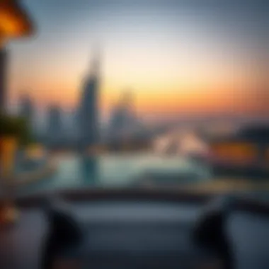 Dubai Skyline from Mansion Terrace Breathtaking view of a Dubai skyline from a mansion terrace