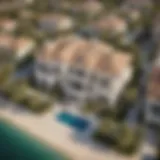 Aerial view showcasing the elegant villas on Frond C, Palm Jumeirah.