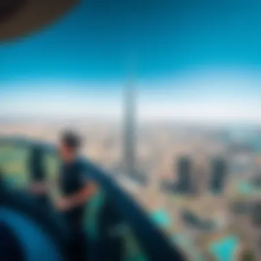 Panoramic Views of Dubai Panoramic view of Dubai from the observation deck of Burj Khalifa