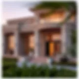 Elegant exterior view of Tilal Al Ghaf Villa showcasing luxury architecture