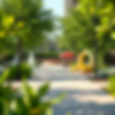 Community park in Town Square Dubai with lush greenery and recreational space