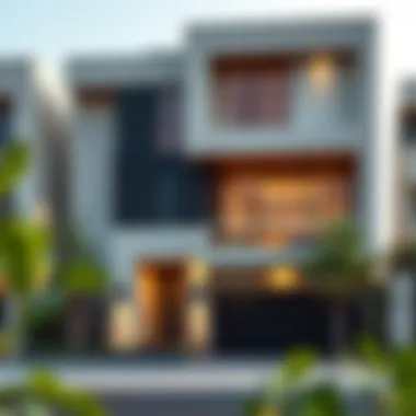 Luxurious townhouse exterior in Dubai showcasing modern architecture