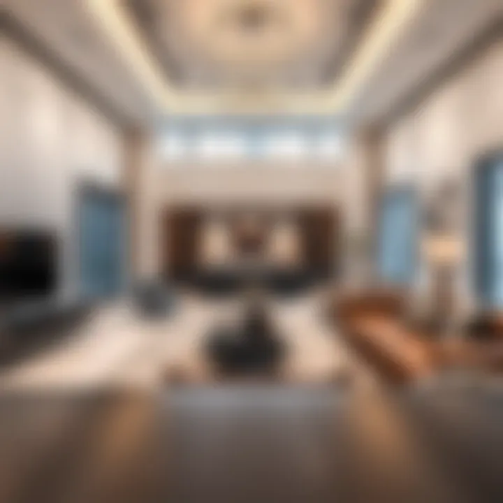 Spacious living area inside a contemporary townhouse