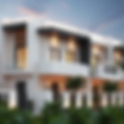 Luxurious townhouse exterior showcasing modern architecture