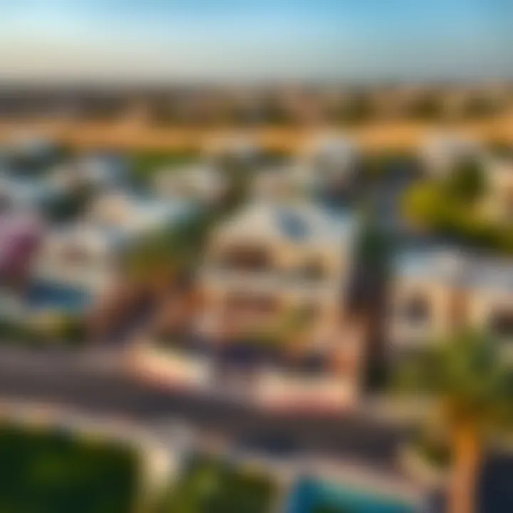 Aerial view of Umm Suqeim neighborhood showcasing villas
