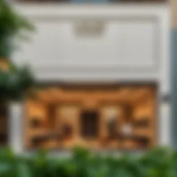 Elegant storefront of a luxury brand in Damac Hills 2 showcasing affordable options